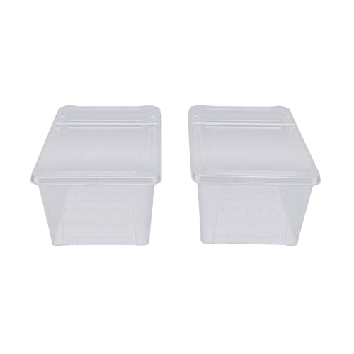 Tnfeeon Lizard Cage, Terrariums Reptile Feeding Box Portable Plastic Container for Bearded Dragons Lizards Spiders Frogs Scorpions Geckos Lizard Cage, 2PCS 8.46x12.4x5.91in PP (L)