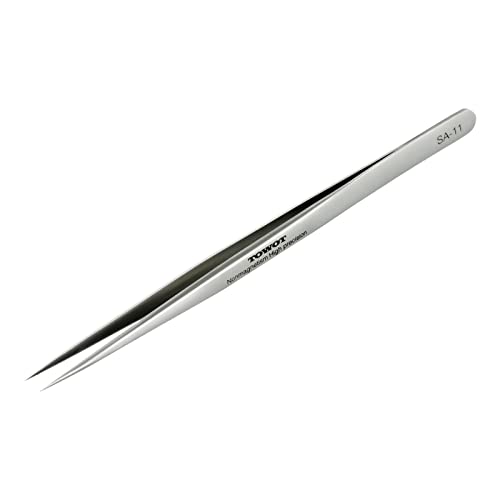 TOWOT Precision Tweezers, Stainless Steel Pointed Tweezers for Craft, Electronics, Soldering, Experimental Work, Jewelry-Making, Non-Magnetic Industrial Tweezers - size: 140mm