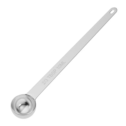 1PCS 2/3TBSP(10ml) Extra Long Handle Measuring Spoon, 18/8 Stainless Steel | Food-Grade SS 304, Accurate, BPA-Free, Dishwasher Safe, Engraved Marking, Kitchen Essential - size: 2/3tbsp|10ml