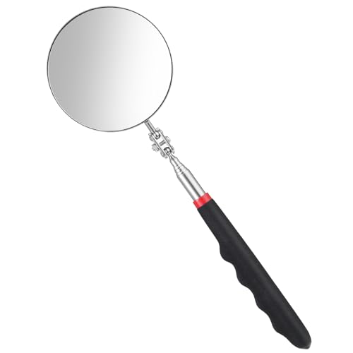 Telescoping Inspection Mirror, 360 Rotation Flexible Inspection Mirror Circular Inspection Mirror with Retractable Handle Round Inspection Mirrors for Checking Vehicle Condition(Dia-3 Inch) - size: Dia-3 Inch