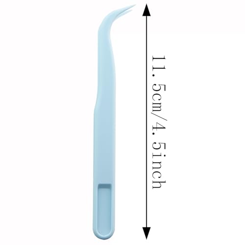 14PCS 4.5 Inch Plastic Curved Tweezers 11.5 cm Blue For Picking Up Beads Gems and Stickers Ideal for DIY Jewelry Making Crafts Baking Decorations and Feeding Reptiles