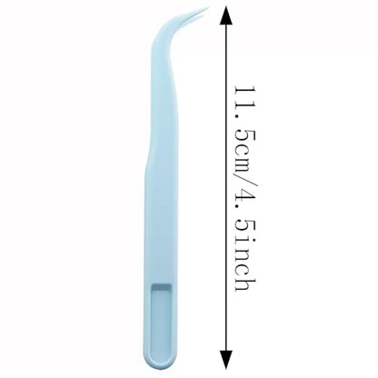 14PCS 4.5 Inch Plastic Curved Tweezers 11.5 cm Blue For Picking Up Beads Gems and Stickers Ideal for DIY Jewelry Making Crafts Baking Decorations and Feeding Reptiles