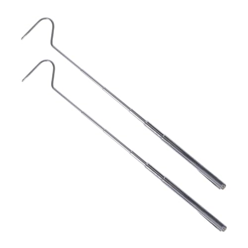 Toyvian 2pcs Stainless Steel Telescoping Snake Catcher Hooks Reptile Grabbing Tools with Smooth Edges for Safe Handling and Feeding of Snakes and Lizards