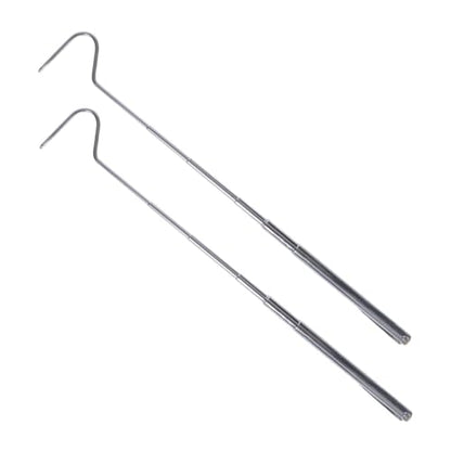 Toyvian 2pcs Stainless Steel Telescoping Snake Catcher Hooks Reptile Grabbing Tools with Smooth Edges for Safe Handling and Feeding of Snakes and Lizards