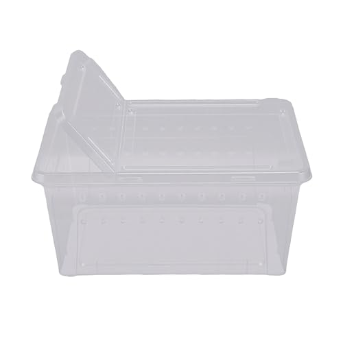 Dpofirs Transparent Reptile Carrier Cage | 2 Pack Portable Plastic Breeding Enclosure with Dual Opening Ventilation for Bearded Dragon Lizard Spider Transport Container (L)