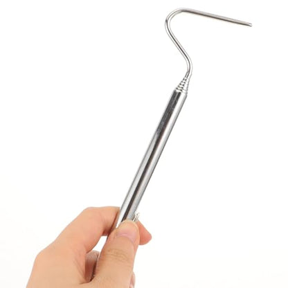 Homoyoyo Professional Stainless Steel Retractable Snake Hook with Extendable Handle for Reptile Handling and Snake Catching Tool in White
