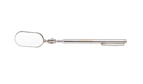 Steelman 21-Inch Telescoping Auto Inspection Mirror, Articulating 1 x 2-Inch Rounded Rectangular Mirror, Pocket Clip, Plated Brass - size: 21 inches