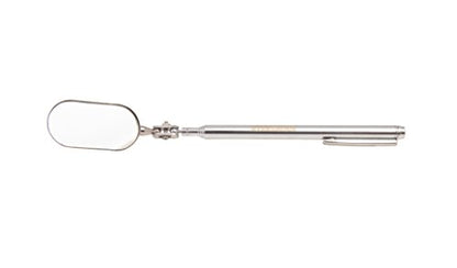 Steelman 21-Inch Telescoping Auto Inspection Mirror, Articulating 1 x 2-Inch Rounded Rectangular Mirror, Pocket Clip, Plated Brass - size: 21 inches
