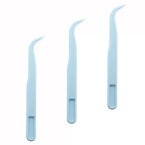 14PCS 4.5 Inch Plastic Curved Tweezers 11.5 cm Blue For Picking Up Beads Gems and Stickers Ideal for DIY Jewelry Making Crafts Baking Decorations and Feeding Reptiles