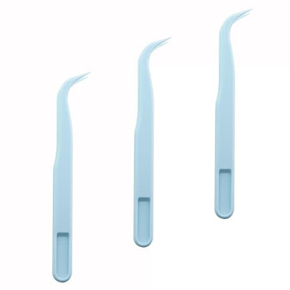 14PCS 4.5 Inch Plastic Curved Tweezers 11.5 cm Blue For Picking Up Beads Gems and Stickers Ideal for DIY Jewelry Making Crafts Baking Decorations and Feeding Reptiles