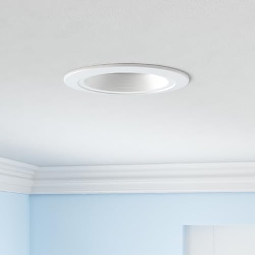 HALO RL 5/6 inch LED recessed Can Light Trim, 5CCT, dimmable, 900/1200 lm | recessed baffle retrofit can light trim, low glare, wet-rated for showers and outdoor use, Dims to 5% + dim to warm - size: 5/6 inch, style: 900/1200 Selectable Lumens