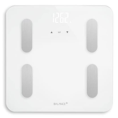 Greater Goods Balance Body Composition Glass and Plastic Personal Scale (White) - style: BMI, White