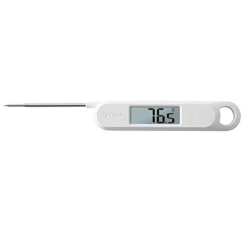 Taylor Folding Stem Display Food Instant Read Digital Thermometer, 0.7 Inch LCD Readout, White (1476WH) - color: White