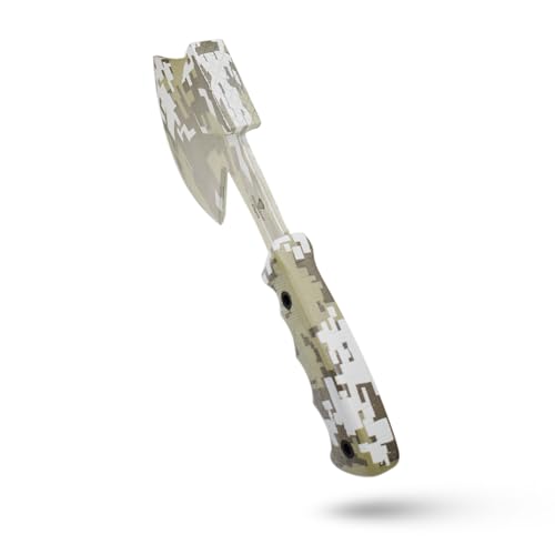 Snake Eye Tactical Heavy Duty 3PC Hunting & Camping Set – Full Tang Camping Axe, 9.5" Fixed Blade Gut Hook Knife, Sharpening Rod, and Heavy Duty Nylon Combo Sheath Included (Grey Camo) - color: Grey Camo
