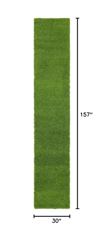 Unique Loom Solid Shag Collection Area Rug (2' 6" x 13' 1" Runner, Grass Green) - color: Grass Green, size: 2'6" x 13'1" (Runner)