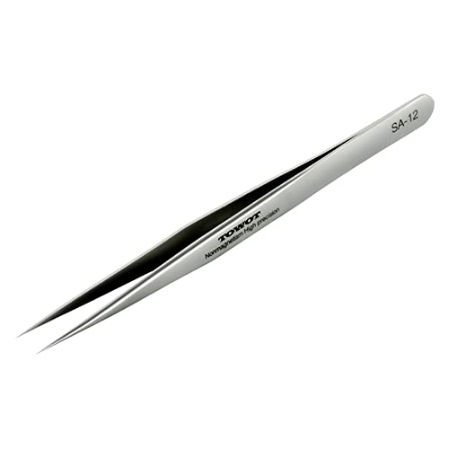 Precision Tweezers, Stainless Steel Pointed Tweezers for Craft, Electronics, Soldering, Experimental Work, Jewelry-Making, Industrial Tweezers, by TOWOT - size: 135mm
