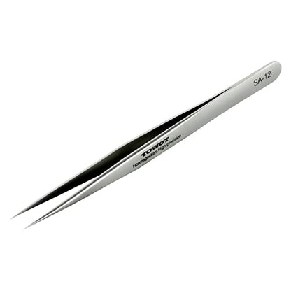 Precision Tweezers, Stainless Steel Pointed Tweezers for Craft, Electronics, Soldering, Experimental Work, Jewelry-Making, Industrial Tweezers, by TOWOT - size: 135mm
