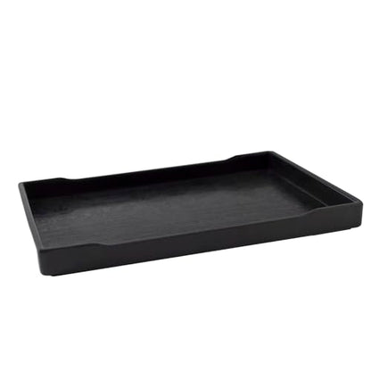 OMEM Reptile Bowl Large Food and Water Dish Enough Space Also Fit for Bath Simulated Wood Grain Surface (M, Black) - color: Black, size: M