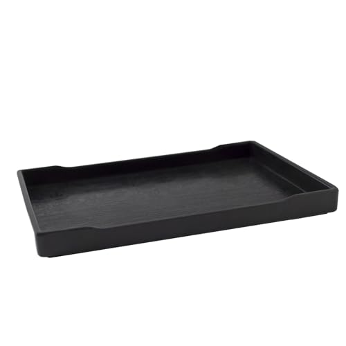 OMEM Reptile Bowl Large Food and Water Dish Enough Space Also Fit for Bath Simulated Wood Grain Surface (M, Black) - color: Black, size: M