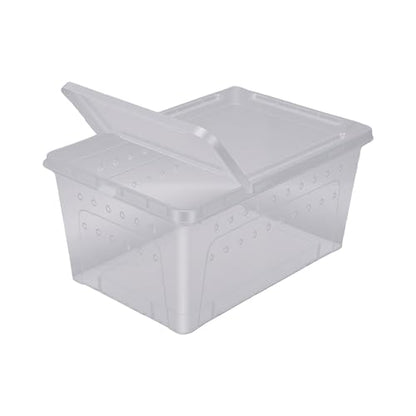2PCS Reptile Feeding Box Terrariums Terrarium Breeding Tank Transparent Animal Cage for Bearded Dragon Lizard Spider Scorpion Gecko, 8.46x12.4x5.91in 2PCS Reptile (L)
