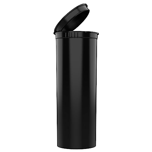 60 Dram CR Plastic Packaging Pop Top Containers - Child Resistant Travel Holder Vial Bottles - 75 qty (Black) - color: Black