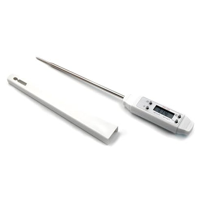 Meat Thermometer, Waterproof Digital Food Thermometer Instant Read with 120mm Long Probe, Automatic Calibration, Kitchen Cooking Thermometer for BBQ, Grill, Water Temperature(White) - color: White