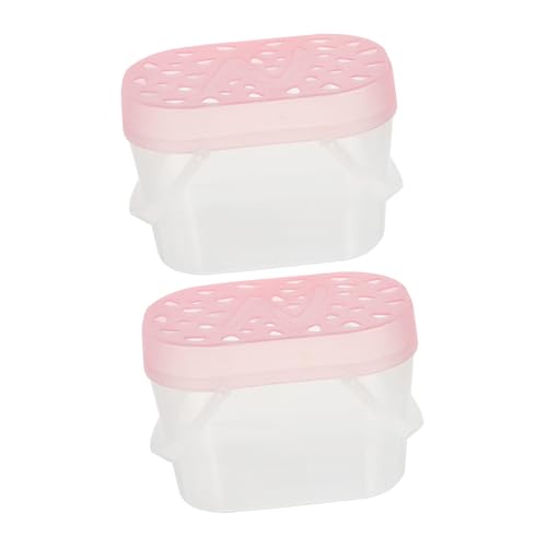 INOOMP 2pcs Portable Small Pet Carriers for Hamsters and Turtles, Medium Pink Outdoor Travel Reptile Containers with Handles