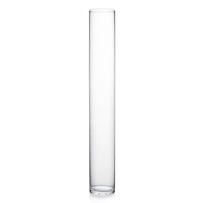 WGVI Quality Thick Weighted Tall Clear Cylinder Glass Vases, 4" W x 28" H, Flower Arrangement Floating Candle Holders Wedding Centerpieces Event Floral Container Floor Display Home Décor, 1 Piece - size: 4"x28"H