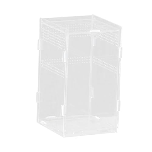 Reptile Breeding Box Terrarium Habitat Tank Transparent Acrylic Enclosure with Ventilation Holes for Snakes Frogs Turtles Geckos Small Animals- 12x12x20cm