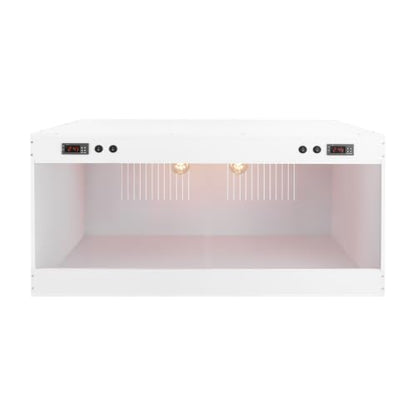 66 Gallon Reptile Tank, PVC Reptile Enclosure with Meatl Mesh Roof and Front Sliding Door, Front Opening Terrarium with 2 Independent Temperature Controller for Geckos, Lizards (White)