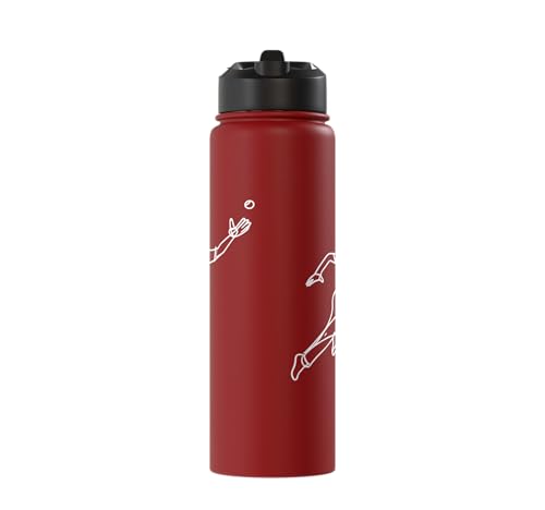 Cricket Keeper Drawing Stainless Steel Insulated Water Bottle - color: Red