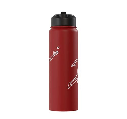 Cricket Keeper Drawing Stainless Steel Insulated Water Bottle - color: Red