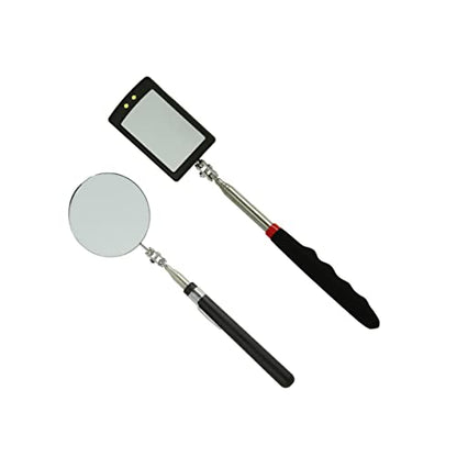 Inspection Mirror telescoping with Light Round Mirror Square Mirror Inspection Tool for Checking Vehicle, Observing Eyelashes Mouth and Other Small Parts Extended