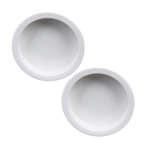 Kisangel 2pcs Reptile Food and Water Storage Bowls Thicken Ceramics Lizard Feeder Set Round Design for Reptiles Easy to Clean Stable Base White