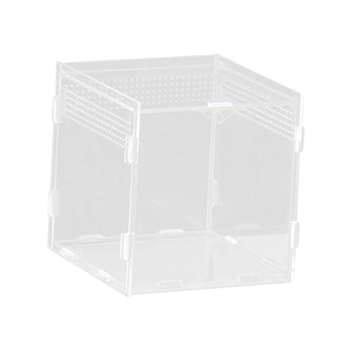 Reptile Breeding Box Terrarium Habitat Tank Transparent Acrylic Enclosure with Ventilation Holes for Snakes Frogs Turtles Geckos Small Animals- 15x15x15cm