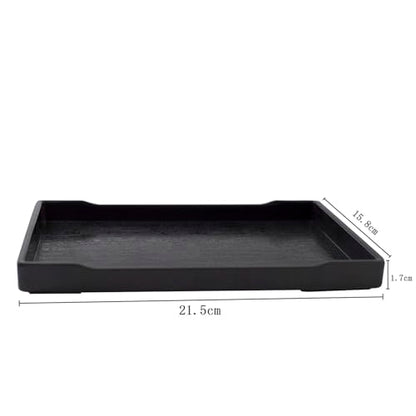 OMEM Reptile Bowl Large Food and Water Dish Enough Space Also Fit for Bath Simulated Wood Grain Surface (M, Black) - color: Black, size: M