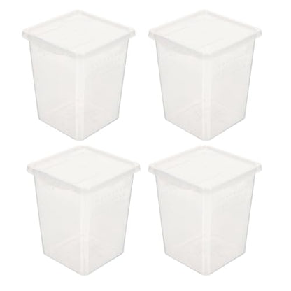 4pcs Reptile Feeding Box for Crickets and Tarantulas with Multihole Ventilation Design, Crystal Observation, Smooth Plastic Surface, for Terrestrial Habitat and Colony Container