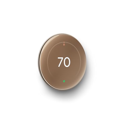 Google Nest Learning Thermostat (4th Gen, 2024) with Nest Temperature Sensor - Energy Saving Smart Thermostat - Compatible with Alexa, Apple HomeKit and Google Home App - Polished Gold - color: Polished Gold
