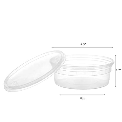[48Set-8oz] Plastic Deli Food Storage Containers With Lids Disposable Clear Small Togo Jars Bowls For Soup, Meal Prep, Slime | BPA Free | Stackable | Leakproof | Microwave | Dishwasher | Freezer Safe