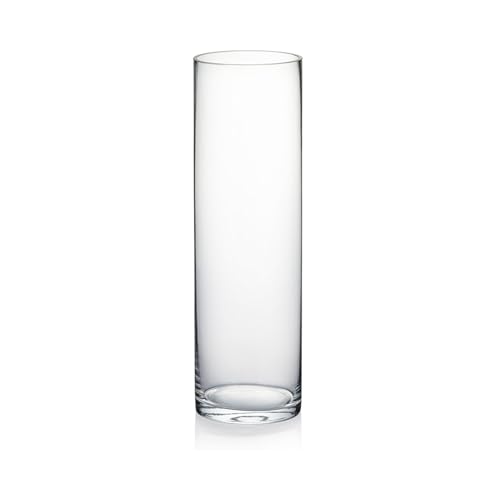 WGVI Quality Thick Weighted Clear Cylinder Glass Vases, 3" W x 10" H, Flower Bud Vase Skinny Narrow Floral Bouquet Container for Wedding Centerpieces Tabletop Pen Brush Holder, 1 Piece - size: 3"x10"H