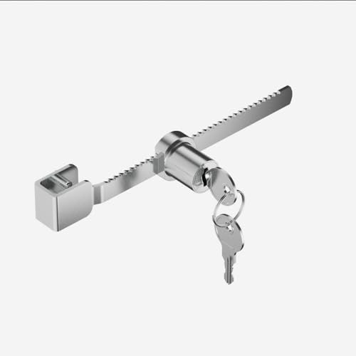 Sliding Glass Door Ratchet Lock with Chrome Finish – Keyed Alike, Fits 4-8mm Glass, Secure Showcase Display Case Lock for Cabinets, Retail Stores & Home Use - 8 Pack - size: 8 Pack