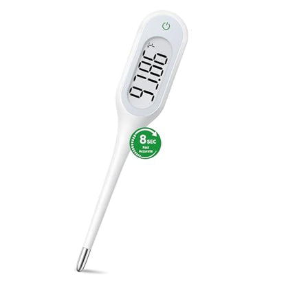 8 Seconds Basal Thermometer for Adult & Kids, Accurate & Safe Thermometer | Fever Alarm and Memory Recall, Oral, Ovulation or Underarm Use