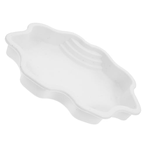 Cabilock Large Reptile Water Bowl and Turtle Pool with Ramp White Plastic Turtle Bathing Dish for Soaking and Feeding Shallow Water Dish and Reptile Tank Accessories