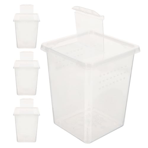 4pcs Small Insect Feeding Boxes Multihole Ventilation Design, Plastic Cricket Keeper Cage for Snail and Spider, Easy Maintenance and Space Saving Terrarium Containers