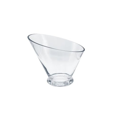 WGVI Slant Cut Calyx Glass Vase, Width 9", Height 7.75", Clear Terrarium, Candy Dish, Fruit Jar, Floral Container for Wedding Party Event, Home Office Decor, 1 Piece - size: Slant Cut 7.75"H