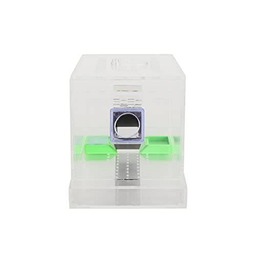 SUNGOOYUE Cricket Keeper Box, Acrylic Feeding Box with Water Food Tub, Clear Ventilated Lid and Waste Tray, 15x10x10cm for Reptile Terrarium Breeding Home Office (Small 26x5cm) - size: Small 26x5cm
