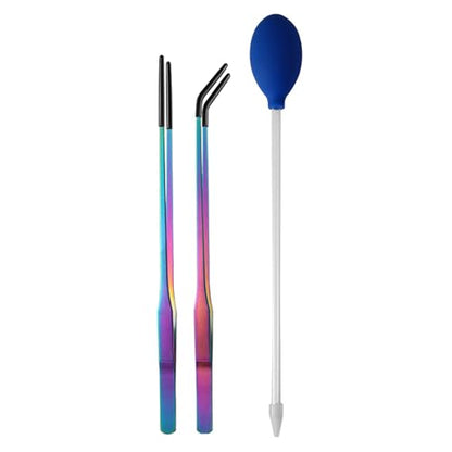 Reptiles Feeding Tongs Clamp Long Nonslip Coated Stainless Steel for Safe Pet Food Handling Pet Feeding Spoon - color: Feeding tweezers color titanium