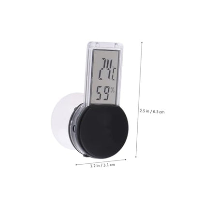 Toyvian Suction Cup Thermometer Hygrometer for Reptile Terrarium Indoor Temperature and Humidity Digital Display Celsius Portable for Home Bedroom Office Use Black