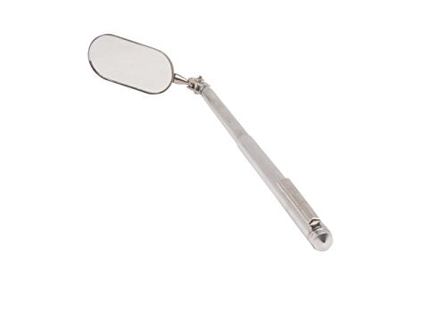 Steelman 21-Inch Telescoping Auto Inspection Mirror, Articulating 1 x 2-Inch Rounded Rectangular Mirror, Pocket Clip, Plated Brass - size: 21 inches