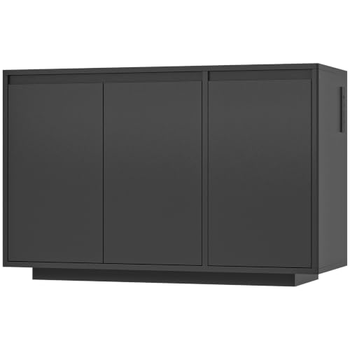 HOOBRO 55-75 Gal Reptile Tank Stand with Power Outlets, Wooden Fish Tank Stand with Cabinet Storage for Living Room, Heavy Duty Terrarium Enclosure for Snakes, Lizards, Geckos, Black BK11UAC03